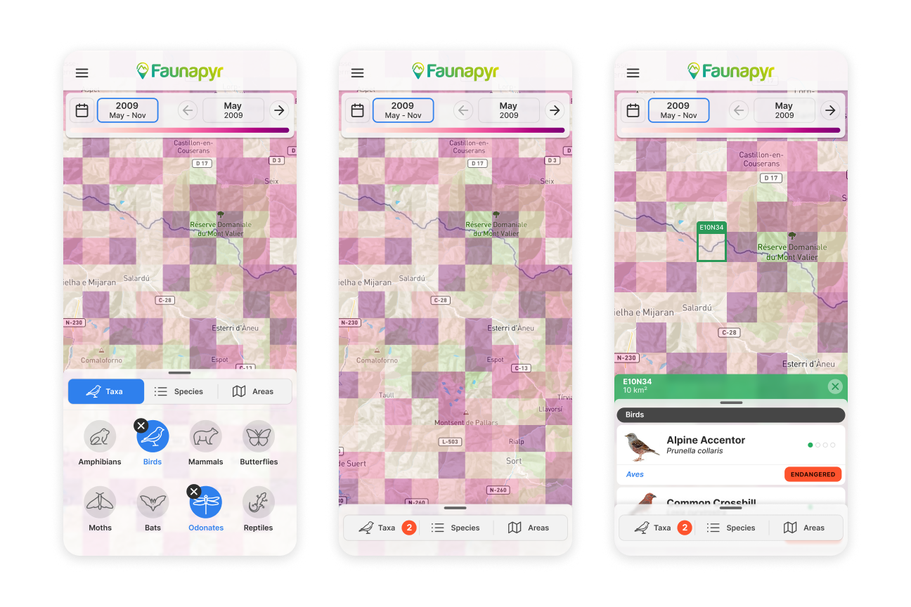 Taxa selection on mobile version