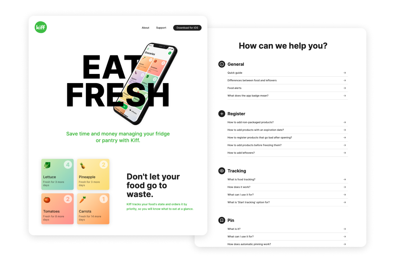 Marketing and support website