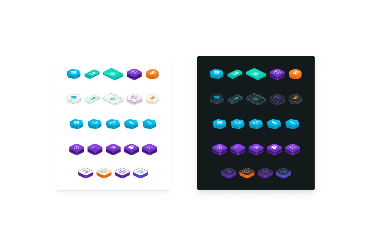 3D node design to distinguish service types, uninstrumented services, and infrastructure resources
