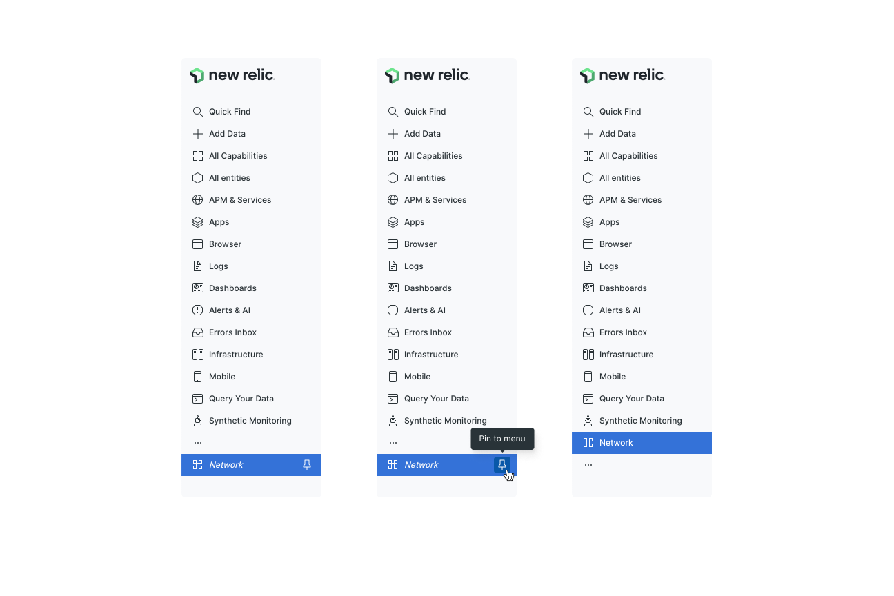 Flow for adding capabilities to the menu when visiting them